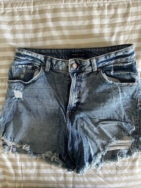 Sincerly Jules Distressed Light Blue Denim Cutoff Shorts